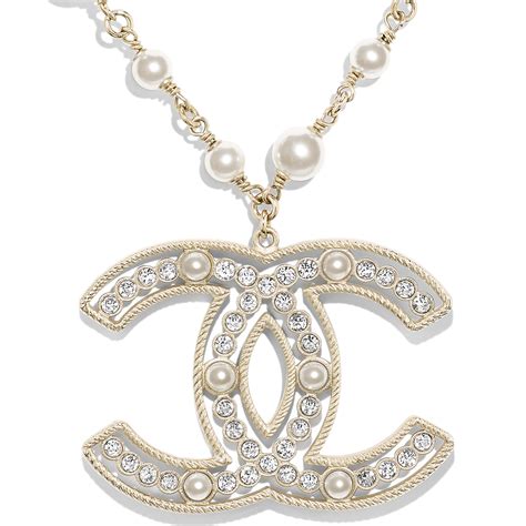 chanel metal & glass pearls gold & pearly white